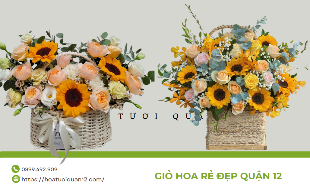 giỏ hoa hướng dương rẻ đẹp