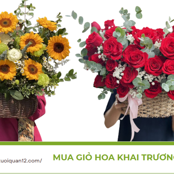 Mua giỏ hoa khai trương quận 12 gửi gắm lời chúc may mắn