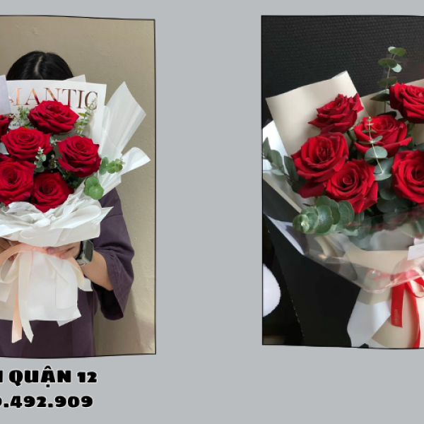 Hoa tình yêu quận 12 – Lẵng hoa hồng đỏ lãng mạn